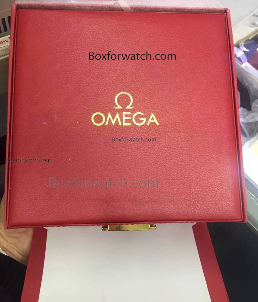 New Style Omega Red Leather Copy Watch Box & Gold Lock replica